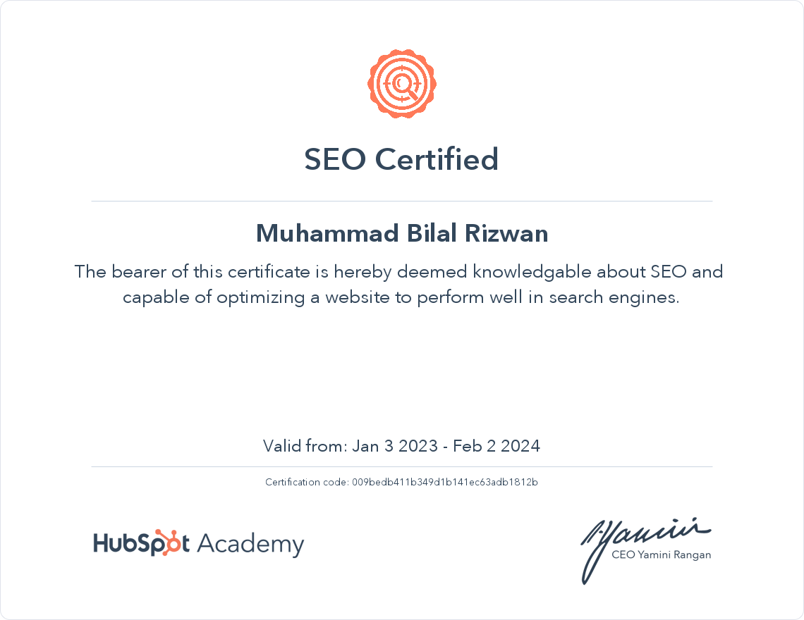 SEO Certificate